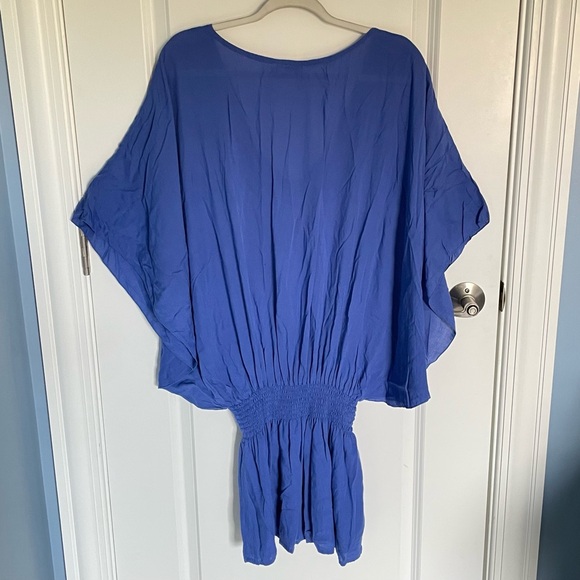 Tiare Hawaii Sky Blue & White Embroidery Margarita Mini Dress M/L 47779 - Picture 10 of 16